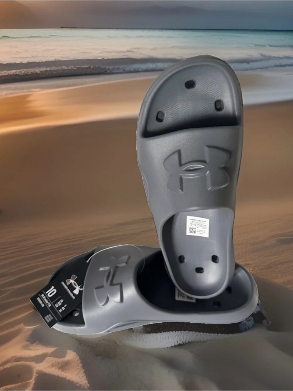 Under Armour Men's Size 10 Locker V Slide Sandals. Castlerock Grey. NWT